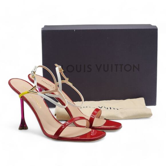 Louis Vuitton Blossom Sandals Leather in Red NWB - Picture 1 of 11